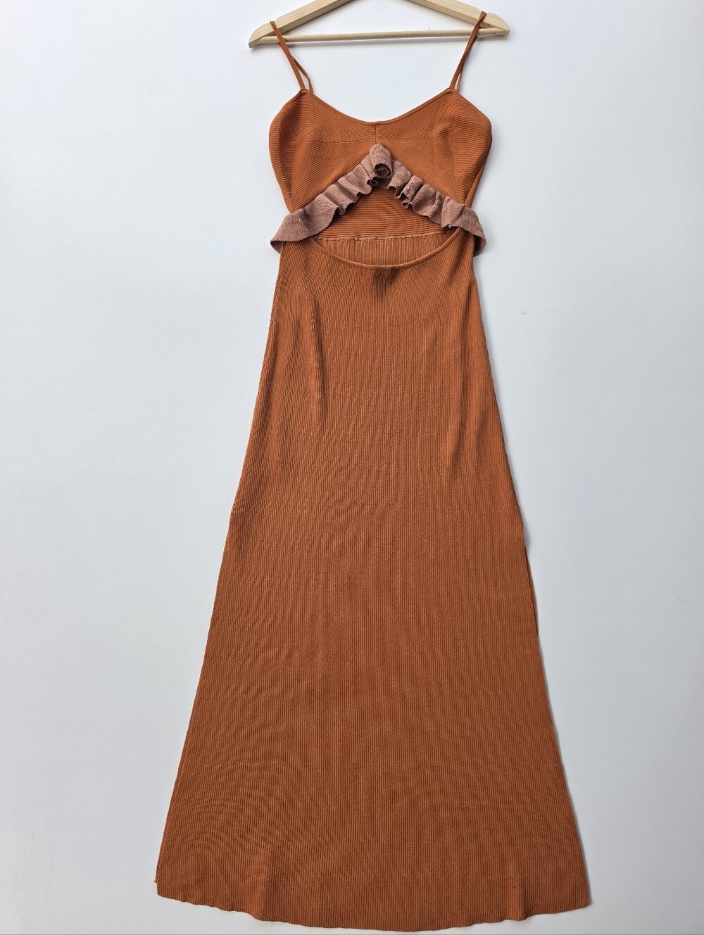 Mon Renn Burnt Orange Sleeveless Calypso Knit‎ Midi Dress View 5